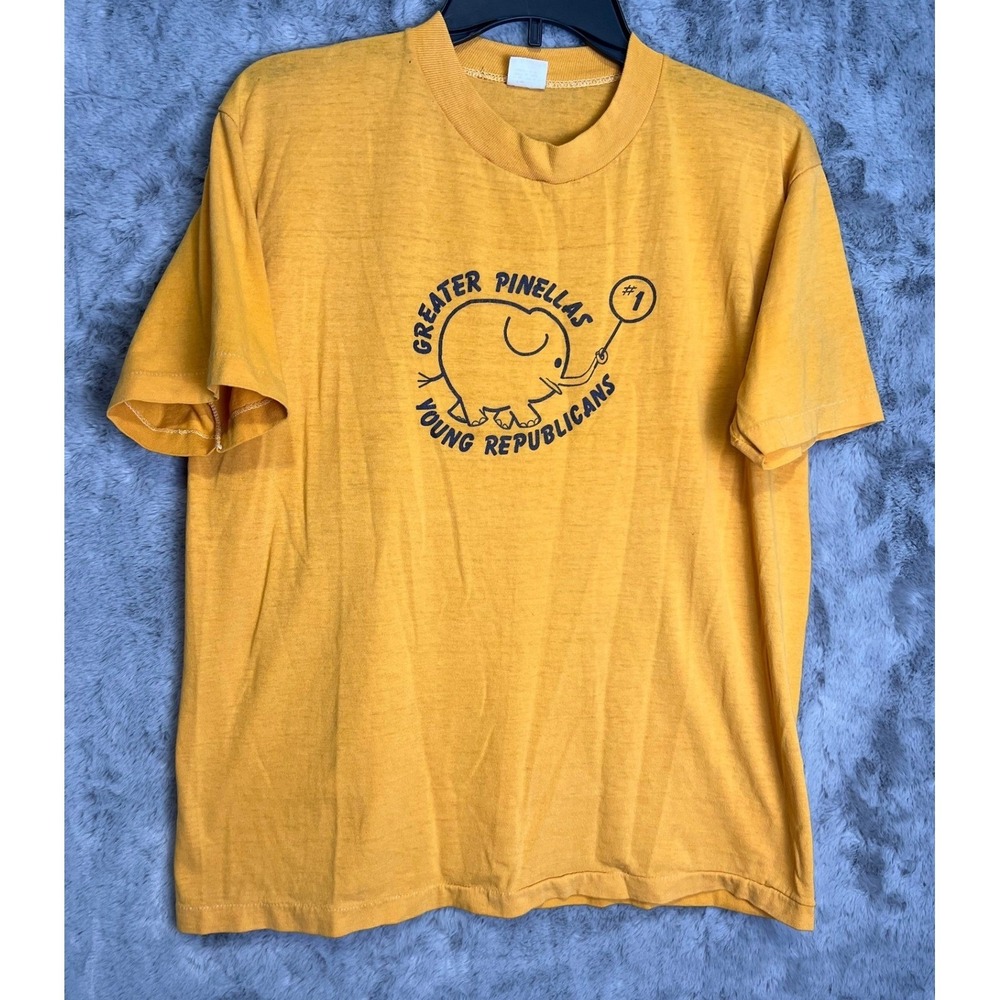 Vtg Sportswear Greater Pinellas Young Republicans TShirt Gold Single Stitch Lrg
